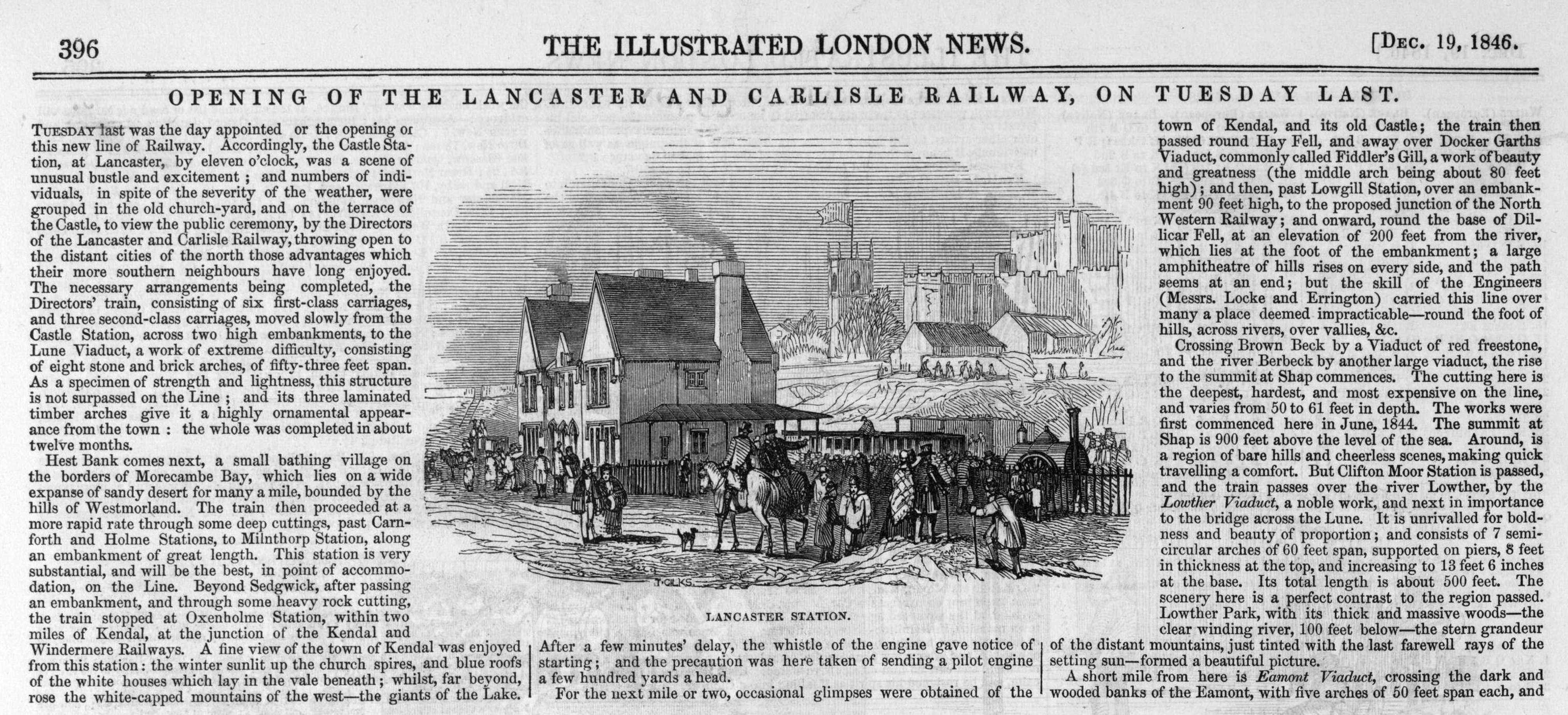 opening of Lancaster to carlisle railway